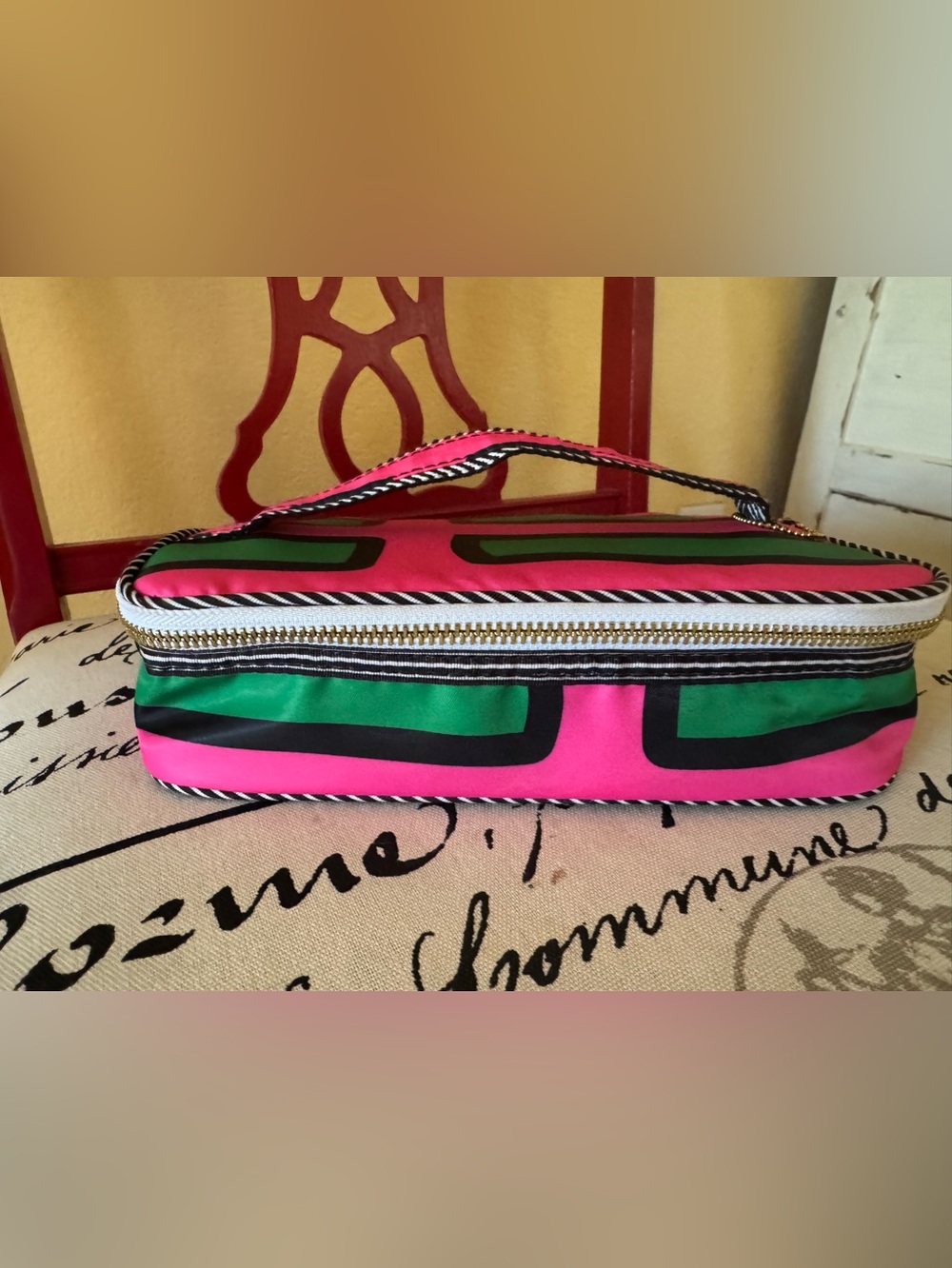 Sonia Kashuk Travel Cosmetic Bag Pink and Green
